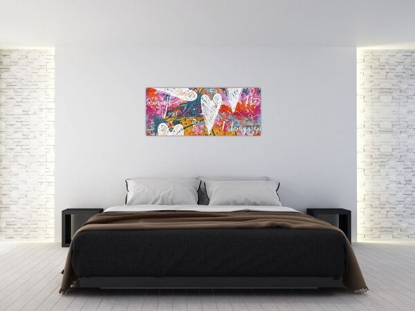 Slika - Srce na abstraktnem ozadju (120x50 cm)