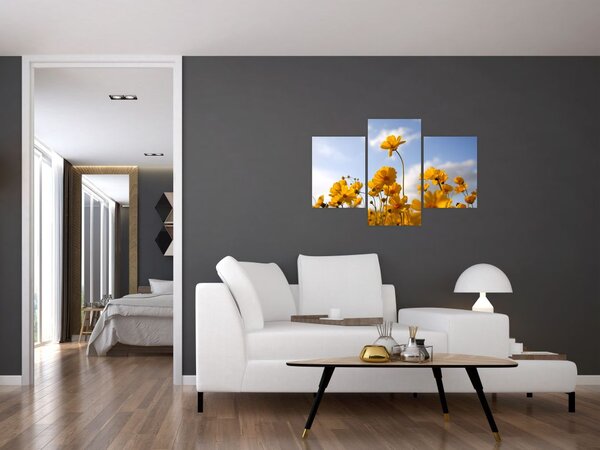 Slika polja s svetlo rumenimi cvetovi (90x60 cm)