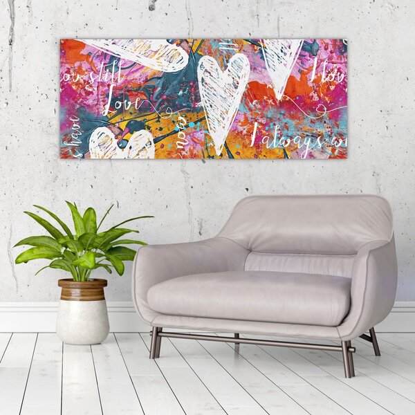 Slika - Srce na abstraktnem ozadju (120x50 cm)