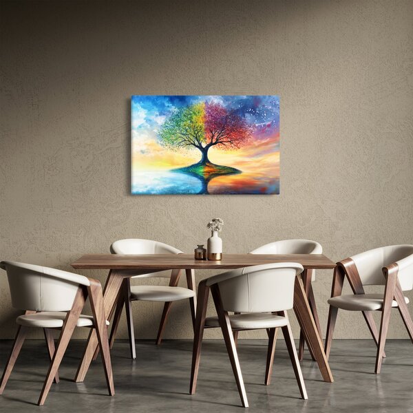 Slika – Oslikano drvo godišnjih doba (90x60 cm)
