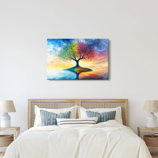Slika – Oslikano drvo godišnjih doba (90x60 cm)