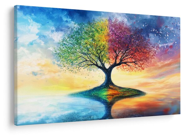 Slika – Oslikano drvo godišnjih doba (90x60 cm)