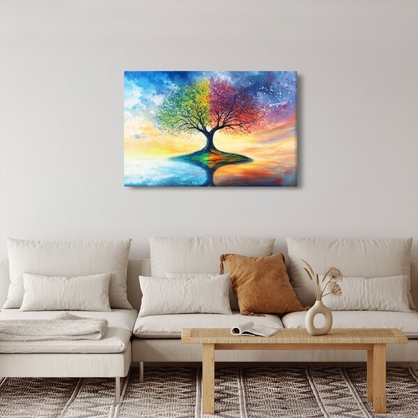 Slika – Oslikano drvo godišnjih doba (90x60 cm)