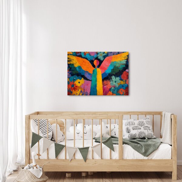 Slika - Apstraktni anđeo s cvijećem (70x50 cm)