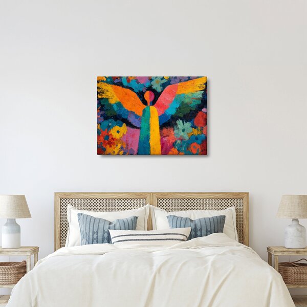 Slika - Apstraktni anđeo s cvijećem (70x50 cm)