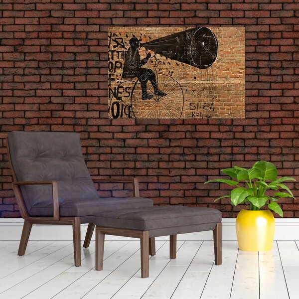 Slika - Moški na kolesu v slogu Banksyja (90x60 cm)