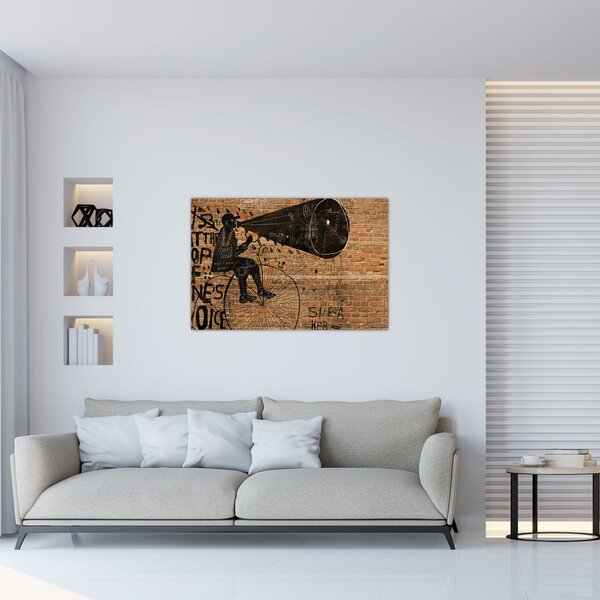 Slika - Moški na kolesu v slogu Banksyja (90x60 cm)