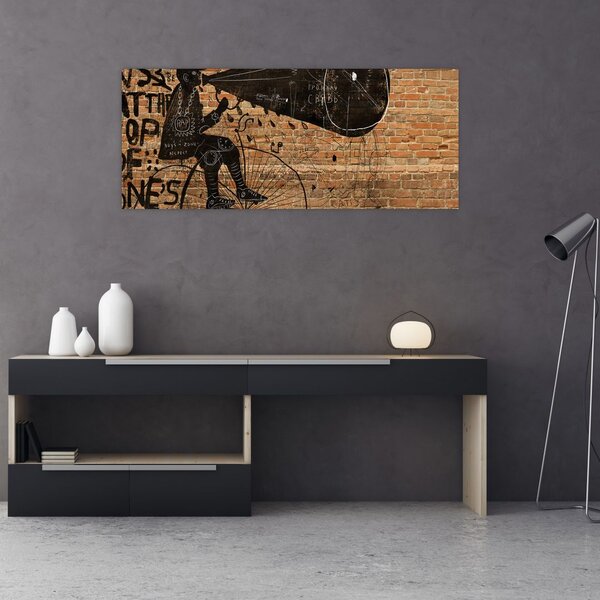 Slika - Moški na kolesu v slogu Banksyja (120x50 cm)