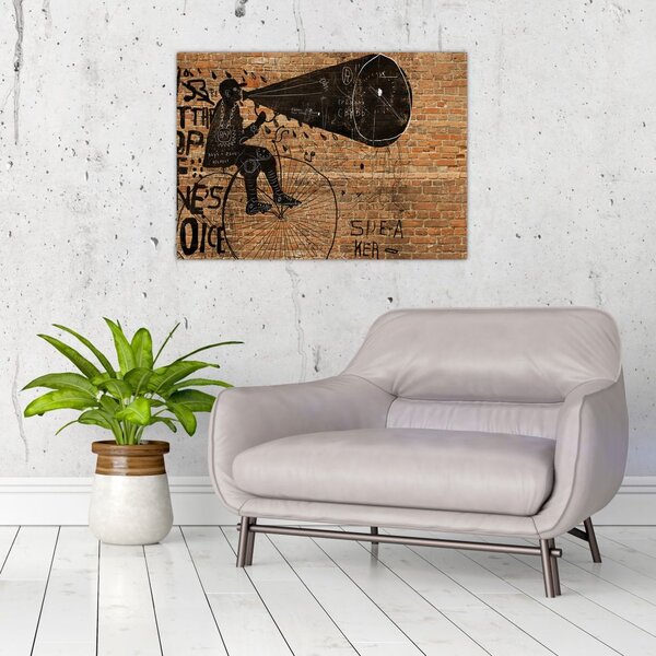 Slika - Moški na kolesu v slogu Banksyja (70x50 cm)