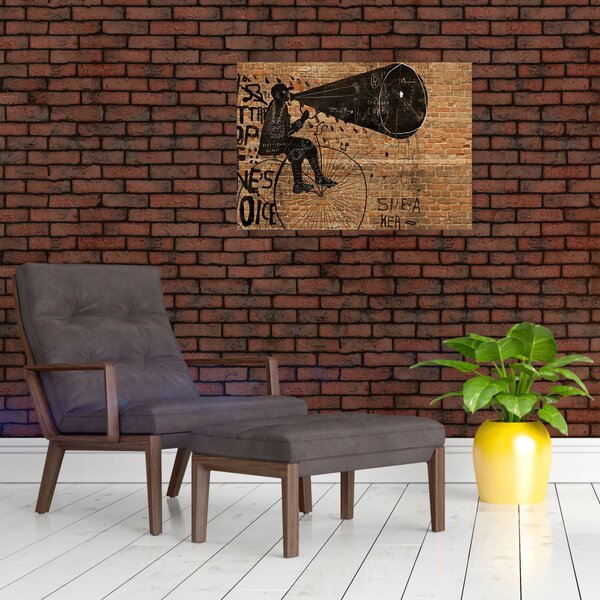 Slika - Moški na kolesu v slogu Banksyja (70x50 cm)