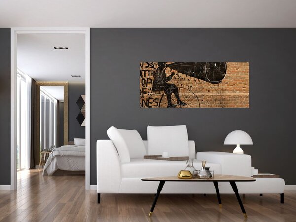 Slika - Moški na kolesu v slogu Banksyja (120x50 cm)