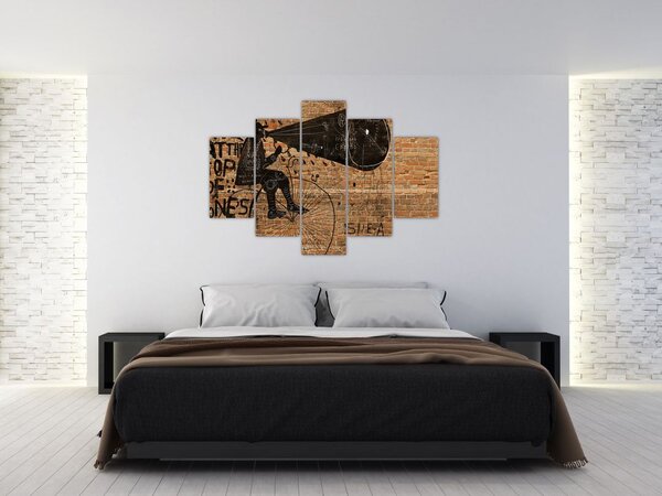 Slika - Moški na kolesu v slogu Banksyja (150x105 cm)