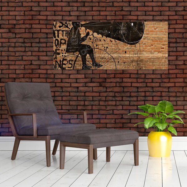 Slika - Moški na kolesu v slogu Banksyja (120x50 cm)