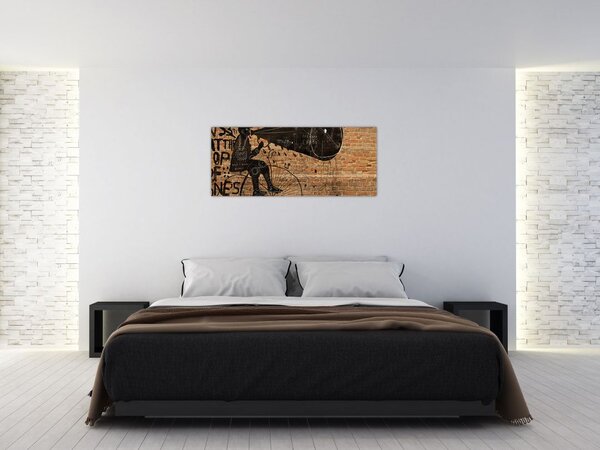 Slika - Moški na kolesu v slogu Banksyja (120x50 cm)
