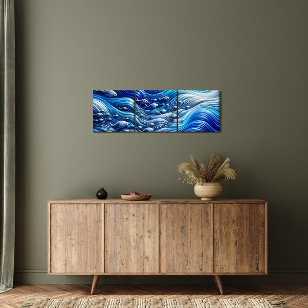 Slika – Ribe u valovima (sa satom) (90x30 cm)