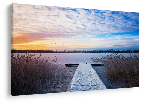 Slika - Zamrznjeno jezero, Ełk, Mazury, Poljska (90x60 cm)
