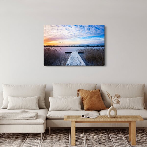 Slika - Zamrznjeno jezero, Ełk, Mazury, Poljska (90x60 cm)