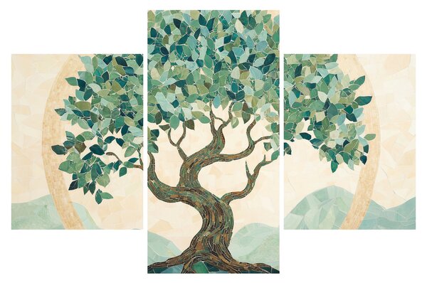 Slika – Elegantna mozaika s drvetom (90x60 cm)