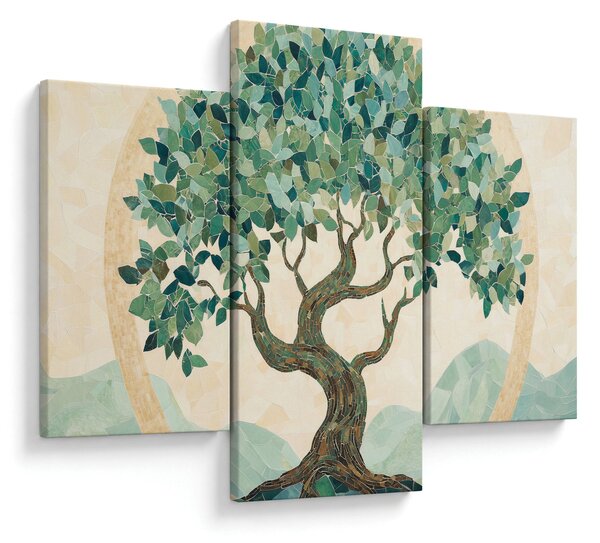 Slika – Elegantna mozaika s drvetom (90x60 cm)