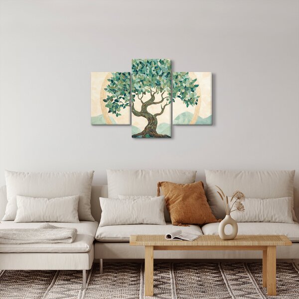 Slika – Elegantna mozaika s drvetom (90x60 cm)