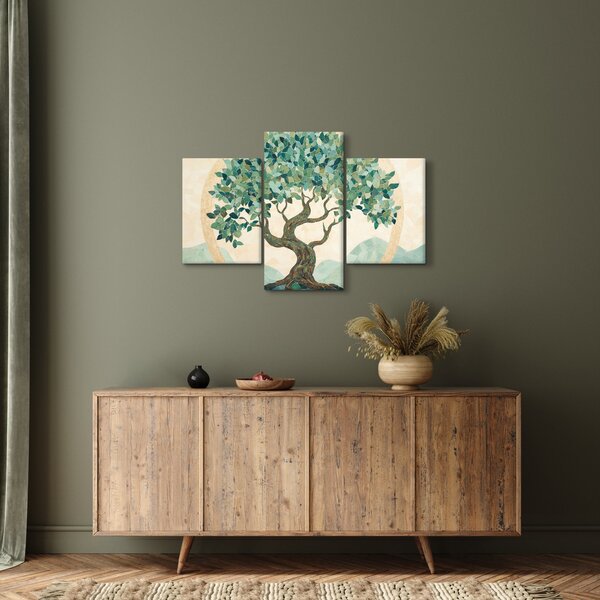 Slika – Elegantna mozaika s drvetom (90x60 cm)