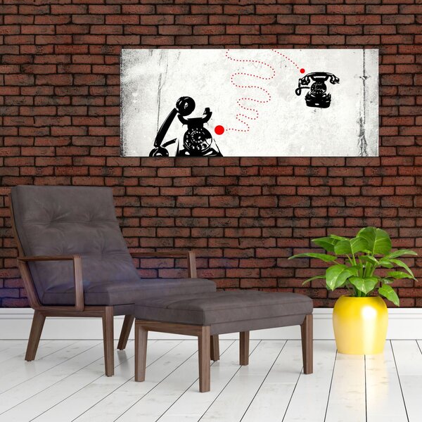 Slika - Telefonska risba v slogu Banksyja (120x50 cm)