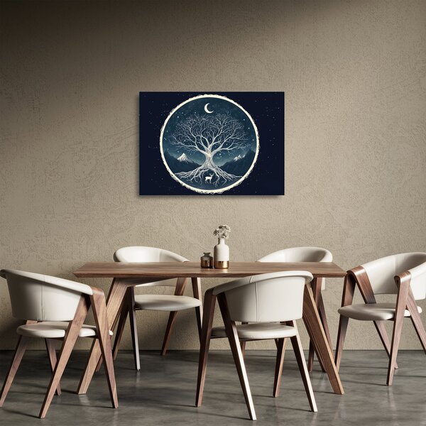 Staklena slika – Magično drvo s jelenom II. (70x50 cm)