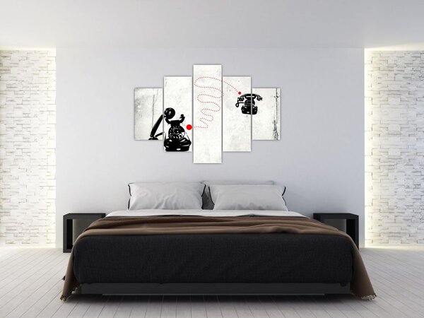 Slika - Telefonska risba v slogu Banksyja (150x105 cm)