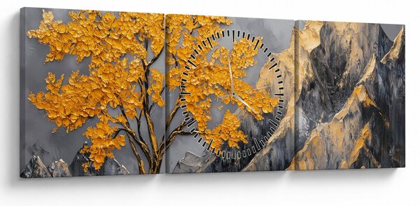 Slika – Zlatno drvo u planinama (sa satom) (90x30 cm)