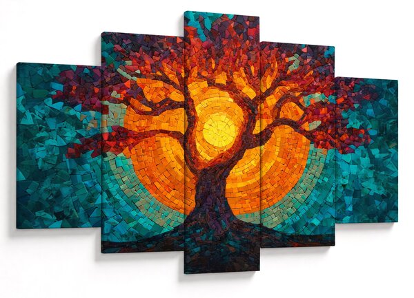 Slika - Stablo života i sunce u mozaiku (150x105 cm)