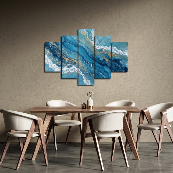 Slika - Svijetloplavi mramor sa zlatom II. (150x105 cm)