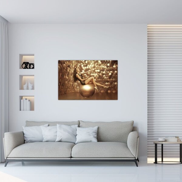 Podoba ženske v zlati sobi (90x60 cm)