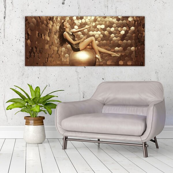 Podoba ženske v zlati sobi (120x50 cm)