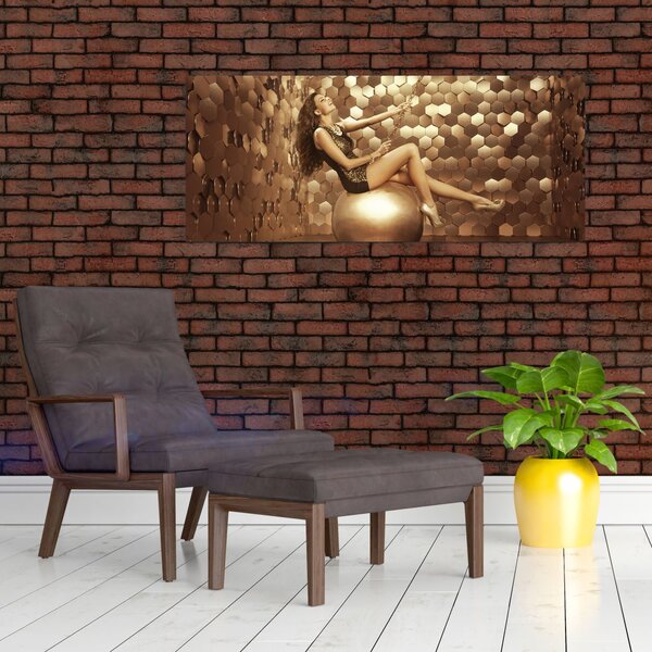 Podoba ženske v zlati sobi (120x50 cm)