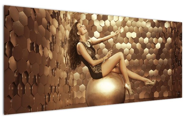 Podoba ženske v zlati sobi (120x50 cm)