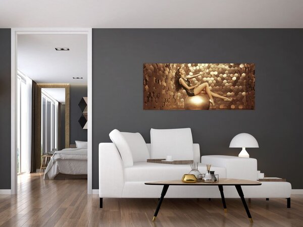 Podoba ženske v zlati sobi (120x50 cm)