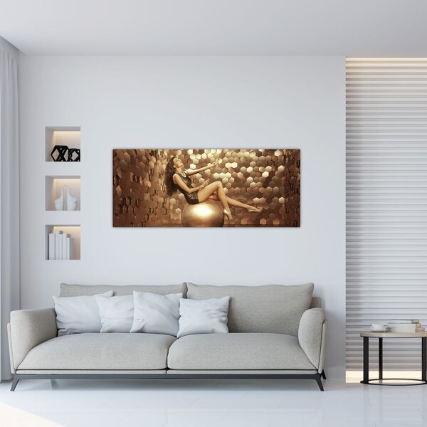 Podoba ženske v zlati sobi (120x50 cm)