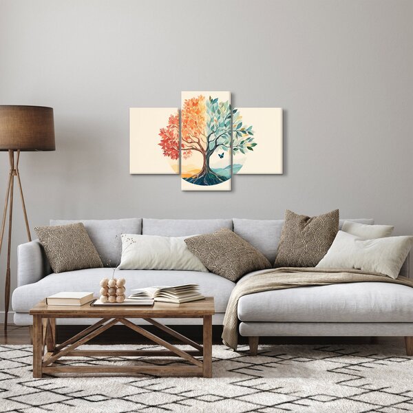 Slika – Dvostruko drvo s leptirima (90x60 cm)