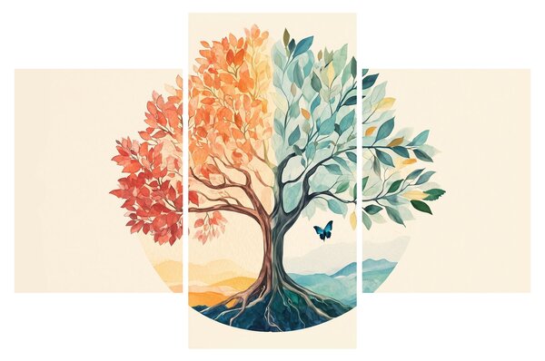 Slika – Dvostruko drvo s leptirima (90x60 cm)
