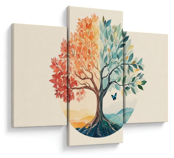 Slika – Dvostruko drvo s leptirima (90x60 cm)