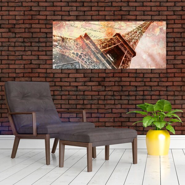 Slika - Eifflov stolp v vintage slogu (120x50 cm)