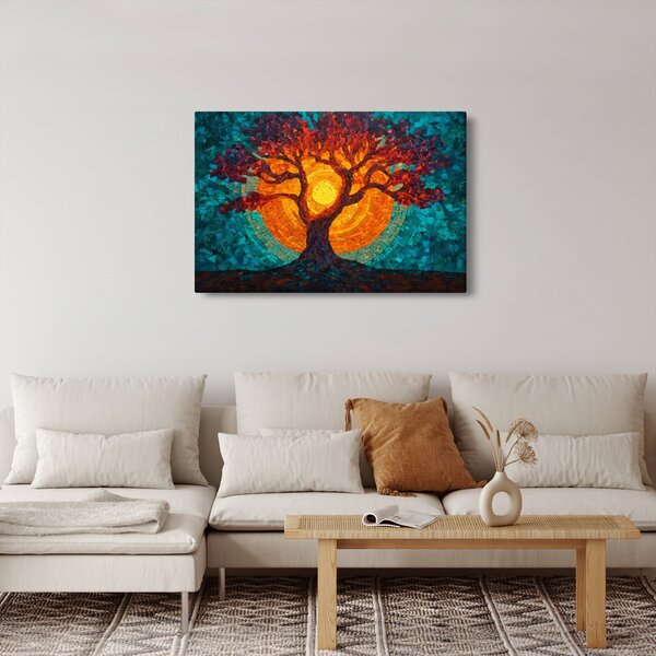 Slika - Stablo života i sunce u mozaiku (90x60 cm)
