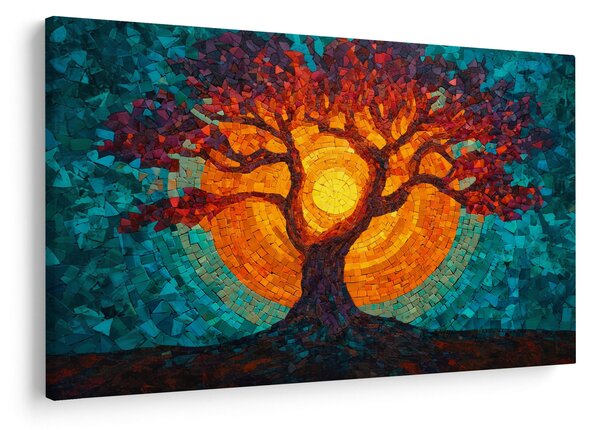 Slika - Stablo života i sunce u mozaiku (90x60 cm)
