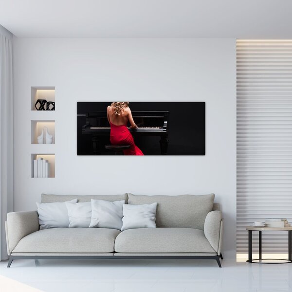 Slika ženske, ki igra klavir (120x50 cm)