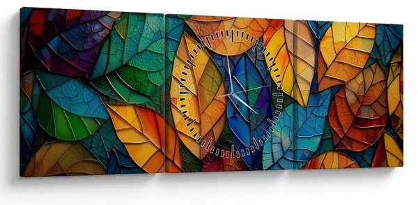 Slika - Mozaik od lišća (sa satom) (90x30 cm)