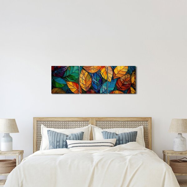 Slika - Mozaik od lišća (sa satom) (90x30 cm)