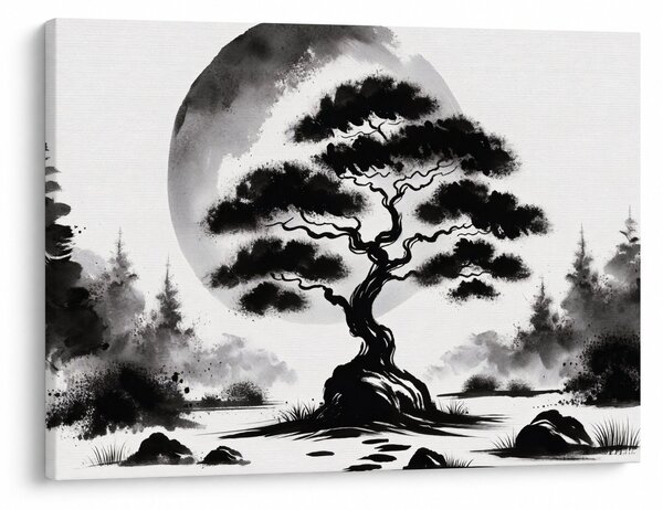 Slika – Crno-bijeli bonsai (70x50 cm)