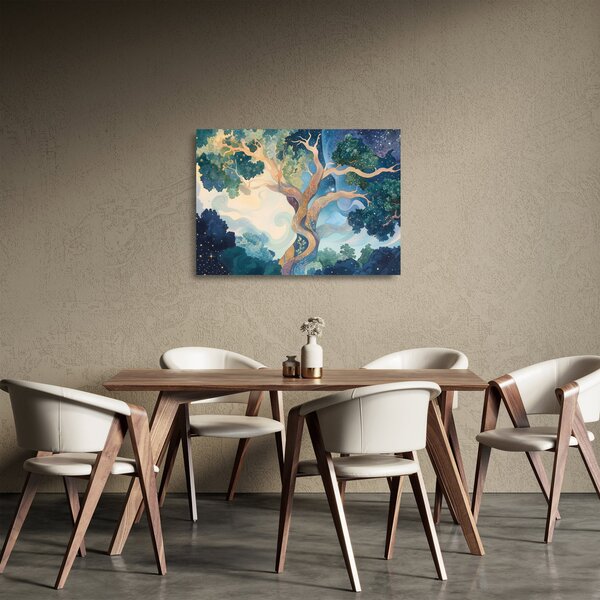 Staklena slika – Svemirsko drvo (70x50 cm)