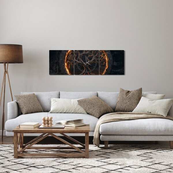 Slika – Drvo života u lavi I. (sa satom) (90x30 cm)