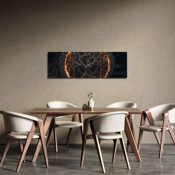 Slika – Drvo života u lavi I. (sa satom) (90x30 cm)